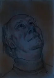 Portret Alan Ayckbourn autorstwa Zsuzsi Roboz w pastelach c